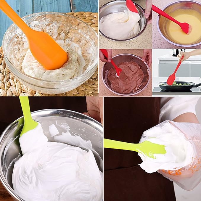 Silicone Spatulas, 11 inch Rubber Spatula Heat Resistant Seamless One Piece Design Non-Stick Flexible Scrapers Baking Mixing Tool (4 Piece)