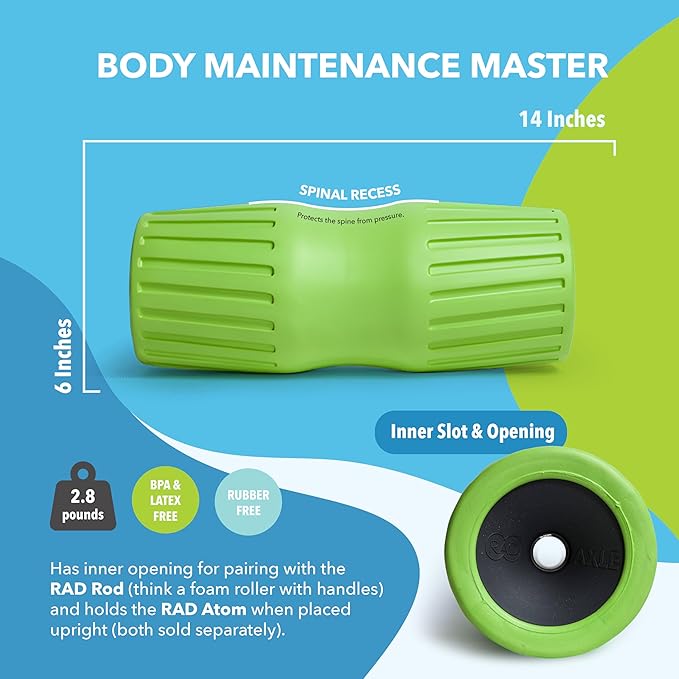 RAD Axle – Extra Firm High-Density Exercise Foam Roller – Deep Tissue Myofascial Release for Back, HIPS, Legs & Shoulders – Muscle Recovery Tool for Stretching & Mobility