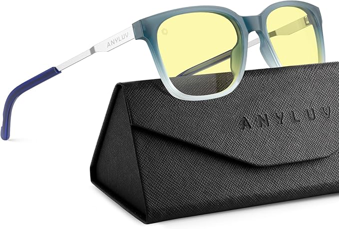 ANYLUV Blue Light Glasses for Men, Computer Gaming Glasses men, Stylish Anti Eyestrain Blue Light Blocking Glasses Men