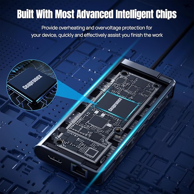 USB C Docking Station UBS C Hub for Laptop Dual Monitors 14 in 1 Multiport Dongle Dock with 2* HDMI +DP+USB C/A 100w PD+Ethernet+Data Transfer for MacBook/HP/Dell/Lenovo Thinkpad/iPad/Mac