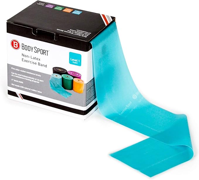 Body Sport Exercise Band, 50 yd. x 4 in. Roll - Home & Gym Fitness Equipment for Stretching, Strength Training & Physical Therapy