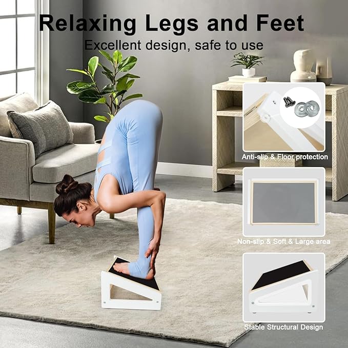 WOOD CITY Foot Rest for Under Desk at Work, 3 Heights Adjustable Footrest with Silicone Surface, 2 in 1 Foot Stool Improve Posture, Reduce Fatigue & Pain, Ideal for Home/Office/Gaming (Natural-White)