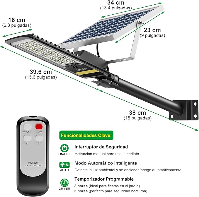 Engrepo Solar Street Lights Outdoor, 15000lm IP67 Waterproof Flood Light with Remote Control Mounting Bracket, Dusk to Dawn Security Led Flood Light for Yard, Garden, etc.
