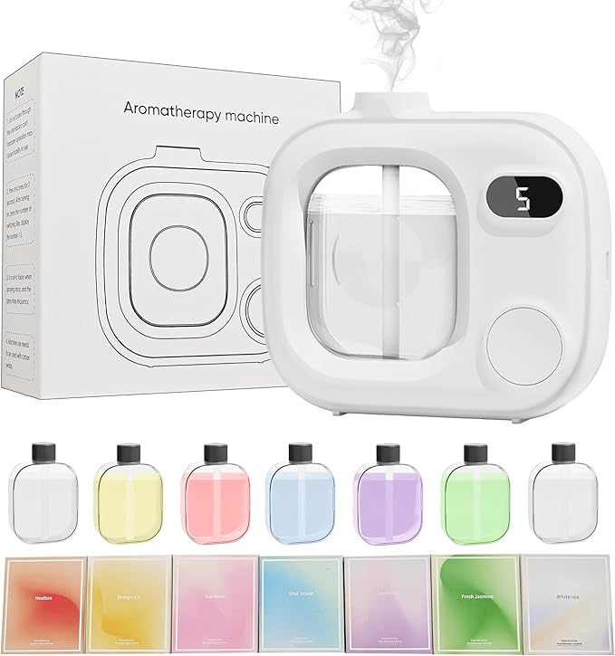 Waterless Essential Oil Aromatherapy Diffuser Mini Led Wireless Smart Aroma 360 Small Difusor Cordless for Home Large Rooms Scent Bathroom Hotel Collection Office Car Fragrance Air Scent Humidifier