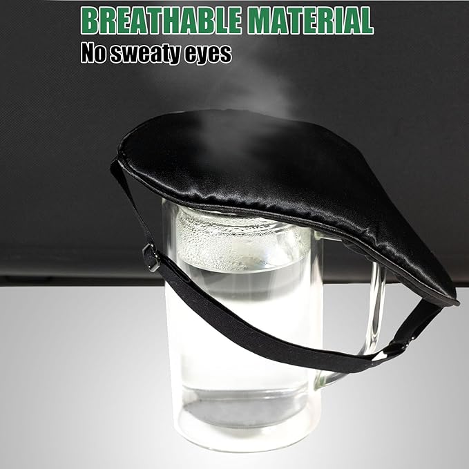 Sleep Mask for Women and Men 2 Pcs Eye Mask for Sleeping Adjustable Strap Blackout Silk Sleep Eye Masks Soft Eye Covers Blindfolds Black 2 Pack