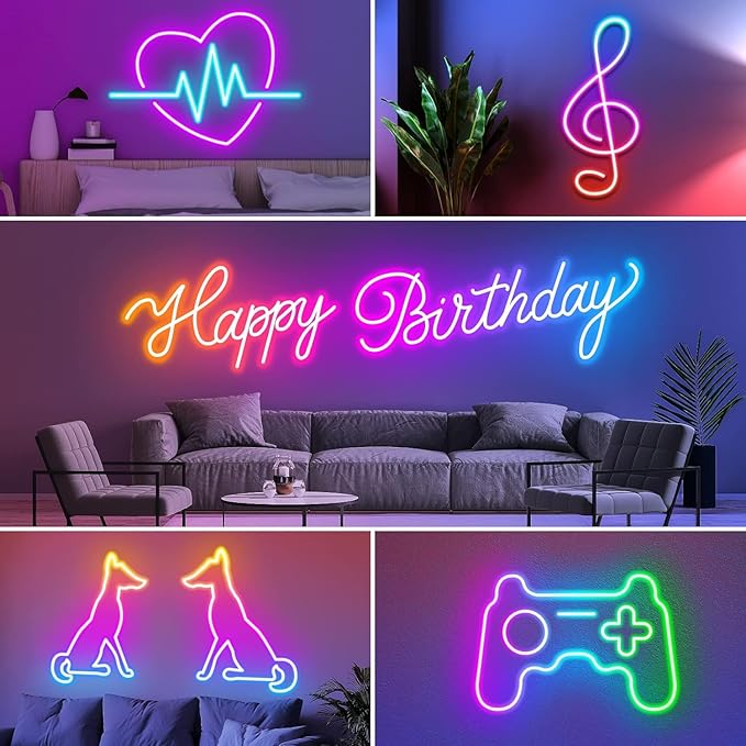 20Ft Neon Rope Lights,Flexible Led Rope Lights Control with App/Remote,Multiple Modes Rope Lights,IP65 Outdoor RGB Led Neon Lights Waterproof,Music Sync Gaming Led Neons Light Strip for Bedroom Decor