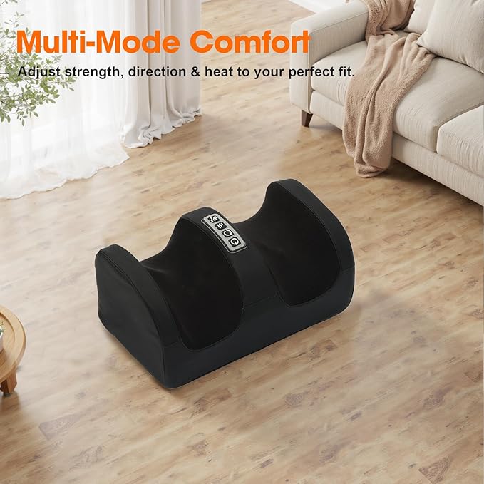 Shiatsu Foot Massager with Heat, Feet Massager for Neuropathy, Plantar Fasciitis and Pain Relief, Deep Kneading and Rolling Massage for Feet/Calf/Leg/Ankle,Gifts for Women Men, Black