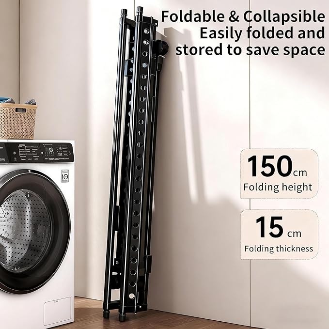 Heavy Duty Rolling Clothing Rack with Wheels, Portable Double Rod Metal Garment Rack, Clothes Drying Hanging Organizer for Closet, Laundry, Storage, Freestanding Adjustable Coat Hanger, Black