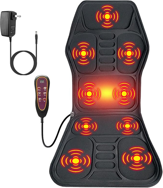 Back Massager Chair Pad with Heat, Massage Seat Cushion, Multifunctional Back Massager Fatigue Stress Relief with Massage Vibration Timer for Men Women Home Office Car Use