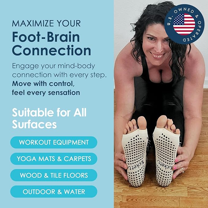 Tucketts Crew Toeless Non-Slip Grip Socks - Anti Skid Yoga, Barre, Pilates, Home & Leisure, Pedicure