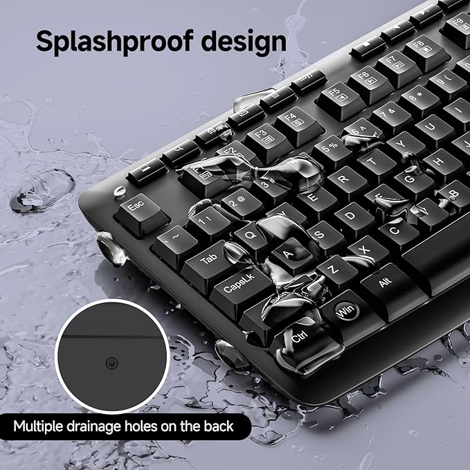 Redragon BK-7367 2.4G Wireless Keyboard, Membrane Computer Keyboard with 10 Individual Multimedia Keys, Spill Resistant Adjustable Kickstand AA Battery