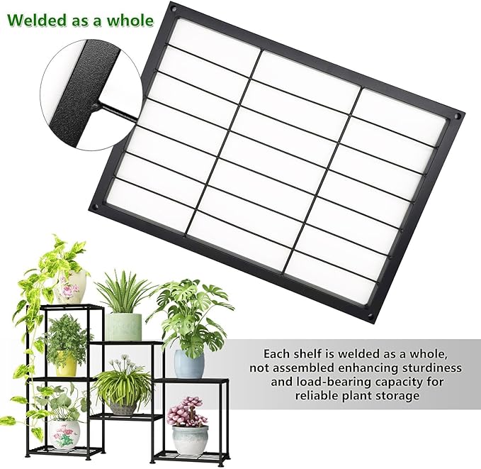 Metal Plant Stand Indoor Metal Plant Stands Outdoor Tiered Plant Shelf for Multiple Plants, 3 Tiers 7 Potted Ladder Plant Holder Table Plant Pot Stand for Window Garden Balcony Living Room
