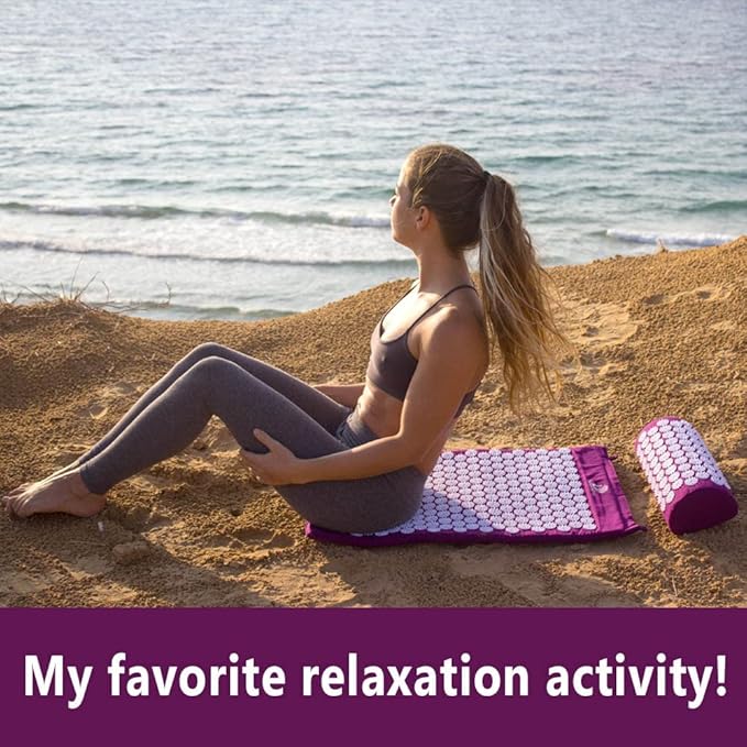 Acupressure Mat & Pillow Set - Acupressure Therapy for Back and Neck Pain Relief, Sciatica, and Pressure Point Aches, Ideal Acupuncture Mat for Sleeping Aid & Recovery (Purple)