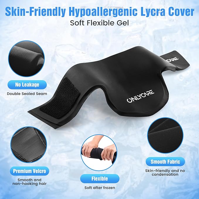 ONLYCARE Neck Ice Pack Wrap Gel - Upgraded Ice Packs for Neck Reusable, Hot and Cold Compress, Relief of Pain, Swelling, Sprains, Office Pressure