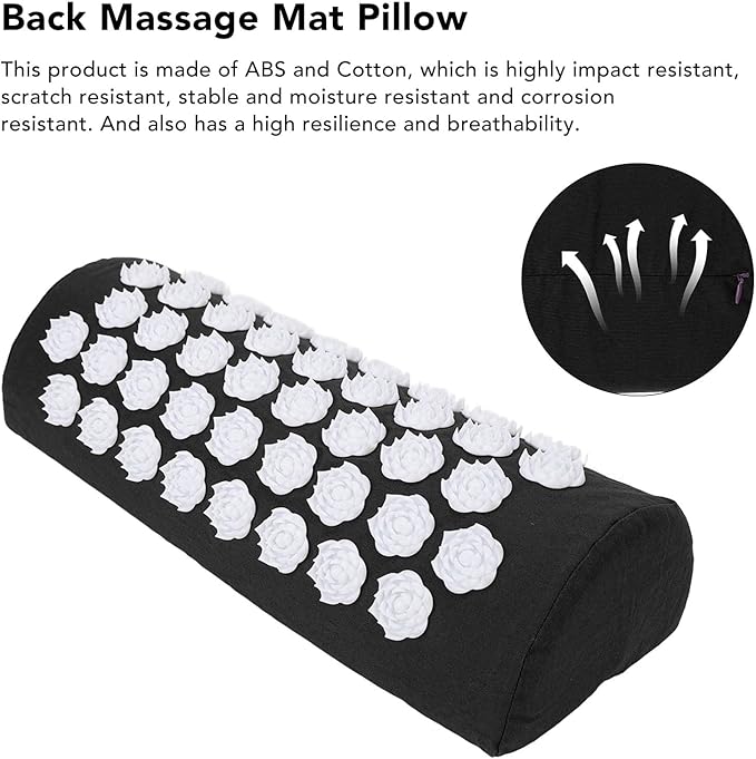 Acupressure Pillow for Neck, Acupressure Massage Pillow, Floral Stimulation Design ABS and Cotton Material Great Yoga Meditation(Black)