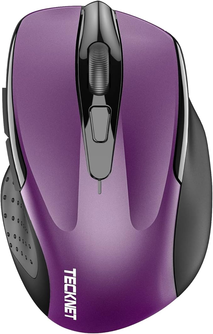 TECKNET Wireless Mouse (2.4G & BT5.0/3.0) Silent 4800 DPI Computer USB A & Bluetooth Mouse 6 Buttons, Wide Compatibility - Purple