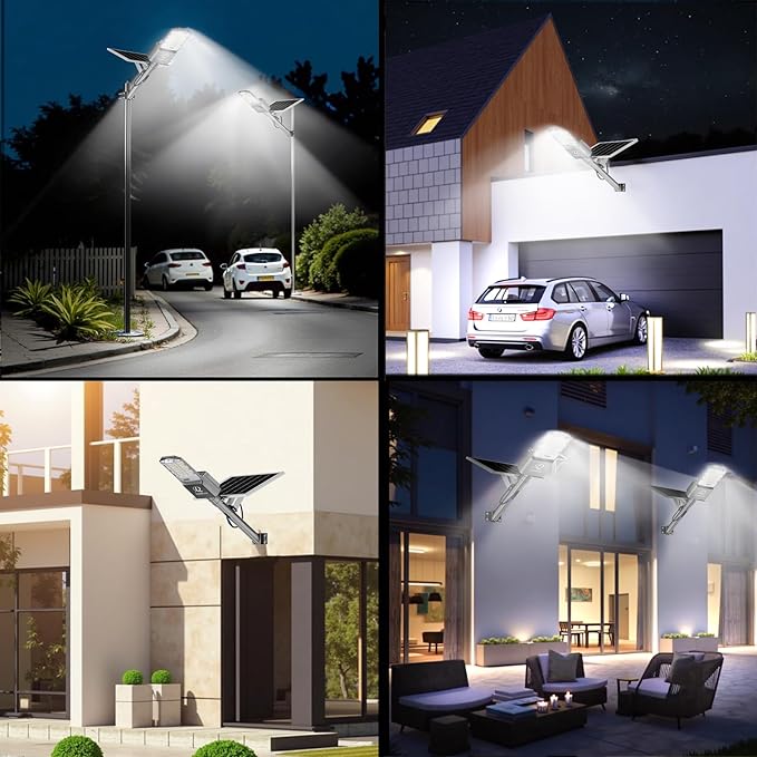 9500w Solar Street Lights Outdoor Waterproof, 450000LM Super Bright LED Beads Commercial Solar Flood Lights with Remote Control for Patio, Street, Court and Parkling Lot