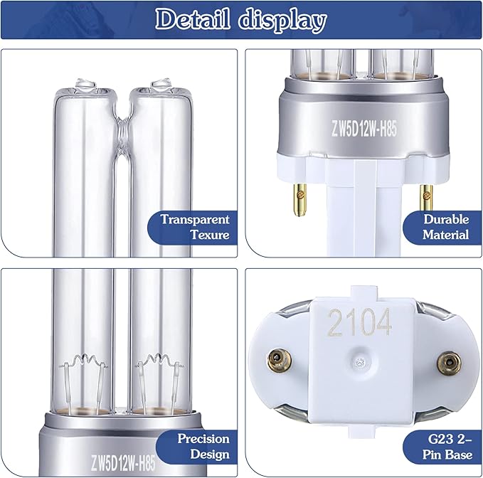 2 Pack Replacement Bulb, 5W UV-C Bulb Compatible with Germ Guardian LB4000 AC4300BPTCA, AC4825, AC4850, AC4850PT, AC4900, AC4900CA, AC5300B, AC5350B, AC5350W Air Purifier