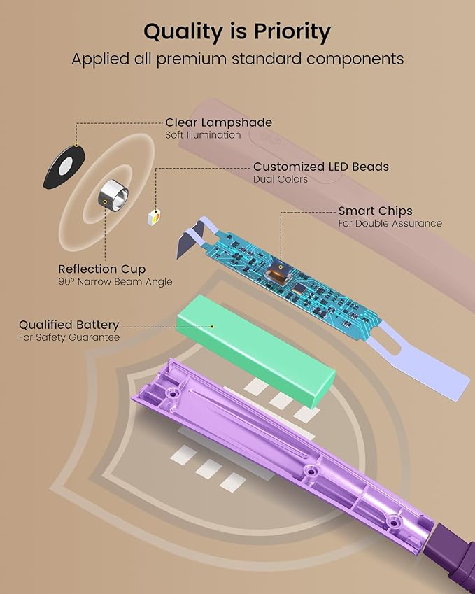 Glocusent Upgraded LED Neck Reading Light, Book Light for Reading in Bed, 30-min Timer, 3 Colors & 3 Brightness Adjustable, Rechargeable & Long Lasting, Perfect for Reading, Knitting