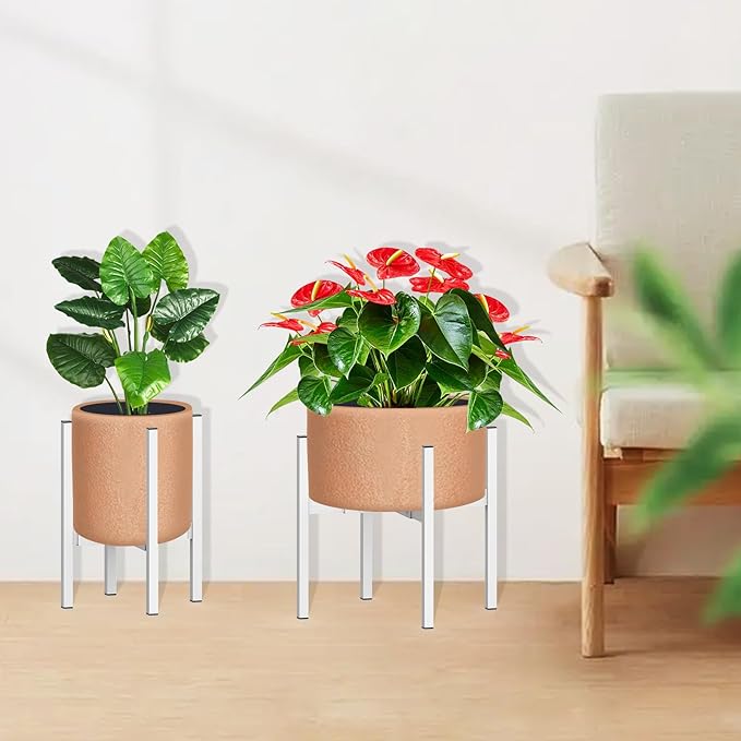 Heavy Plant Stand for 10"-16" Plant Pot Indoor Outdoor Corner, Adjustable Metal Heavy Duty for Large Pot (White 1 Pack)