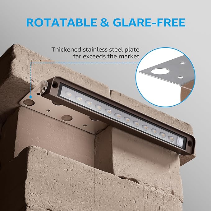 LEONLITE 8-Pack 12 Inch LED Hardscape Lighting, Update Retaining Wall Lights, LED Landscape Lighting, 12-24V AC/DC Paver Light Low Voltage, 3W/5W/7W Dimmable Outdoor Step Lights, 5000K Daylight, ETL