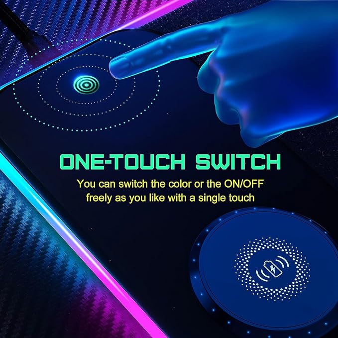 GIM RGB Gaming Mouse Pad with 15W Wireless Charging, LED Mouse Pad with 10 Light Modes, Extra Large Mousepad 800x300x4MM, Non-Slip Rubber Base Computer Keyboard Mat for Gaming, Desk (Black)