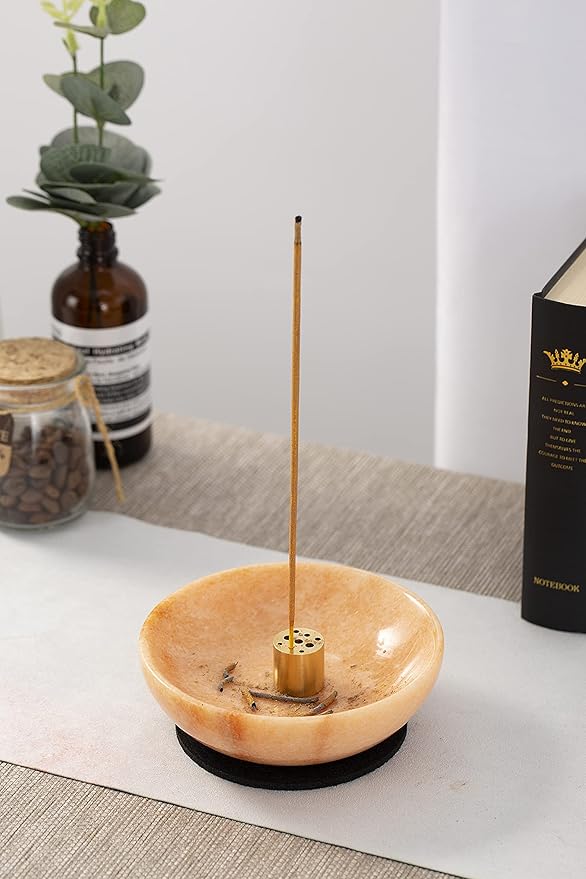 Rare Natural Red Marble Incense Holder, Astonishing Incense Burner for Meditation - Sunset Red