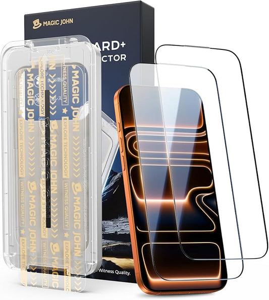 MAGIC JOHN 3rd Gen Upgraded for iPhone 17 Pro Max Screen Protector 6.9 Inch,HD Clear,Shatterproof Tempered Film,Auto Dust-Elimination,Bubble Free,Easy Installation,2 Pack