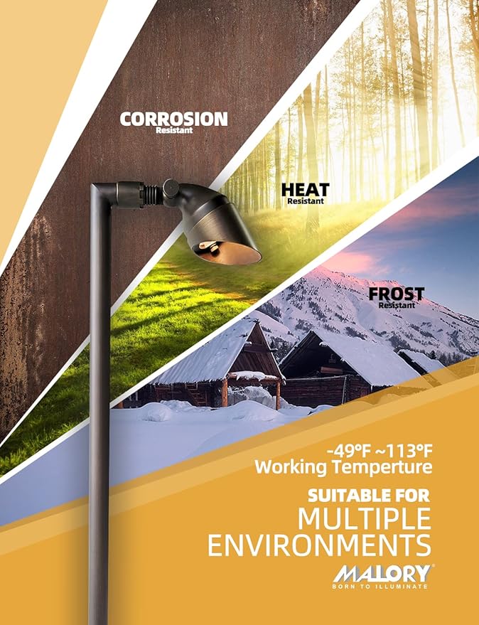 MALORY Low Voltage Landscape Path Lights 1-Pack with Bulb,(24''H) Brass Landscape Pathway Light, Outdoor Garden Lights with 2W 2700K LED G4 Bulb for Yard Lawn, Patio, Walkway and Driveway(P06)