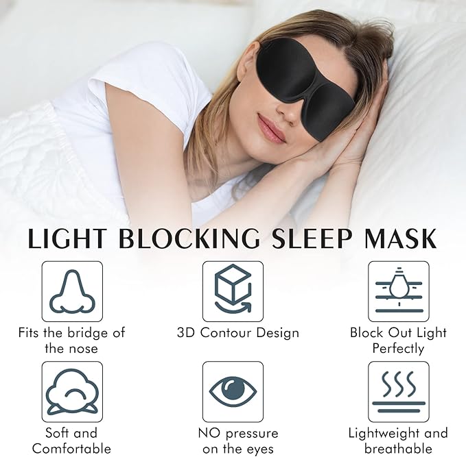 Bonuci 12 Pack Sleep Mask Blackout 3D Eye Mask for Ultralight Sleeping Night Blindfold Eye Covers with Adjustable Strap for Men Women Travel Gift Back and Side Sleeper(Purple, Black, Blue)