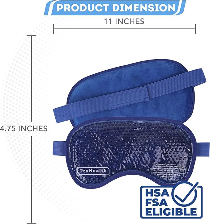 Gel Bead Hot and Cold Eye Masks - FSA HSA Approved Reusable Gel Bead Ice Pack Provides Ice and Heat Pain Relief for Head, Puffy Eyes, Beauty, Relaxing, and Sleep (Navy Blue)