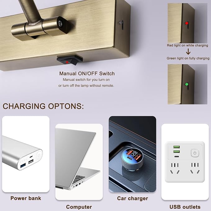 10000mAh Picture Light Battery Operated,23.6In Antique Bronze Wireless Rechargeable Picture Light 3 Colors Dimmable Art Light with Remote Timer for Paintings,Gallery