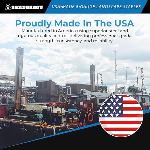 Sandbaggy USA Made 6-inch Landscape Staples - Garden Stakes - Landscaping Fabric, Netting, Sod, Artificial Turf (Extra Heavy Duty, 5000)
