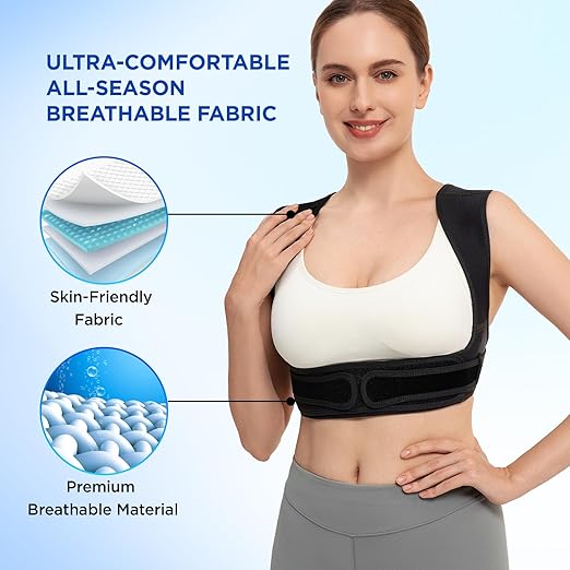 Vicorrect Posture Corrector for Women and Men: Adjustable Upper Back Brace Support - Shoulder Straightener Office Home Use Posture Trainer