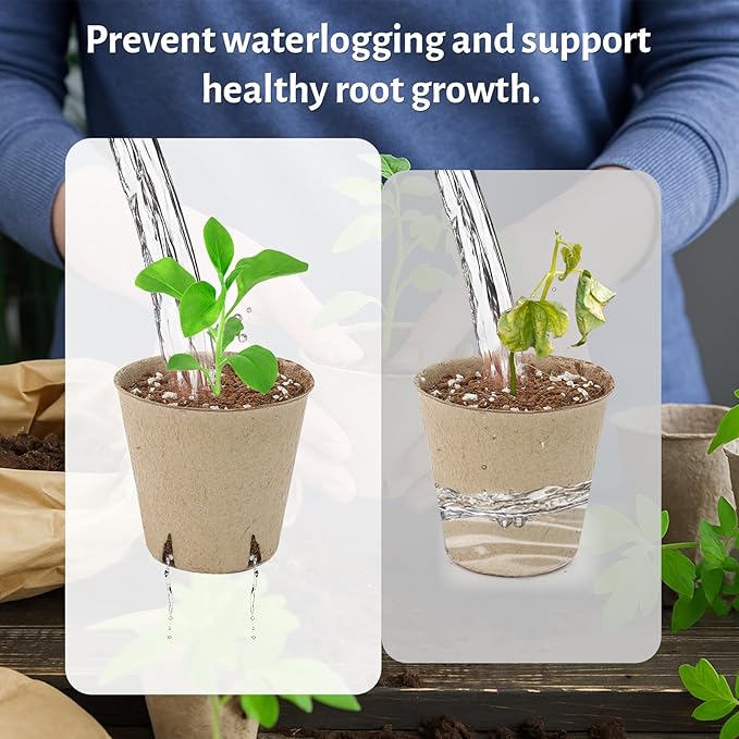 120 Packs 3.15 Inch + 4 Inch Peat Pots, Biodegradable Pots for Seedlings with Drainage Holes, Herb Seed Starter