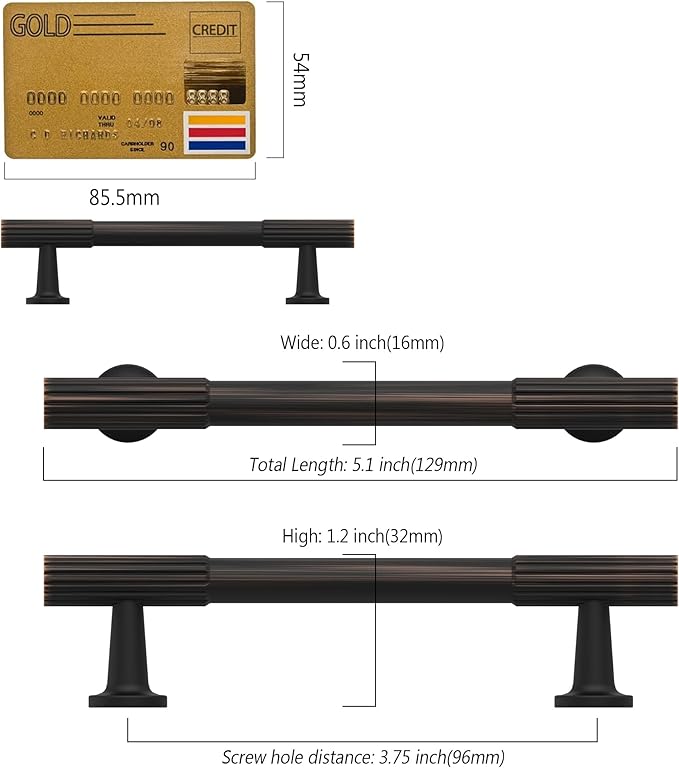 Amerdeco 10 Pack Oil Rubbed Bronze Cabinet Pulls 3.75 Inch(96MM) Hole Centers Kitchen Cabinet Handles Hardware Kitchen Handles for Cabinets Cupboard Handles Drawer Pulls ZH0071