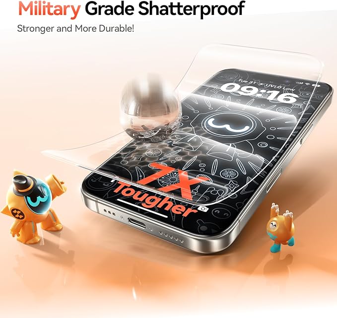 SMARTDEVIL Screen Protector for iPhone 16 Pro, HD Tempered Glass with Bubble-and-Dust-Free Box Military Grade Shatterproof & Ultra Durable, 3 Pack