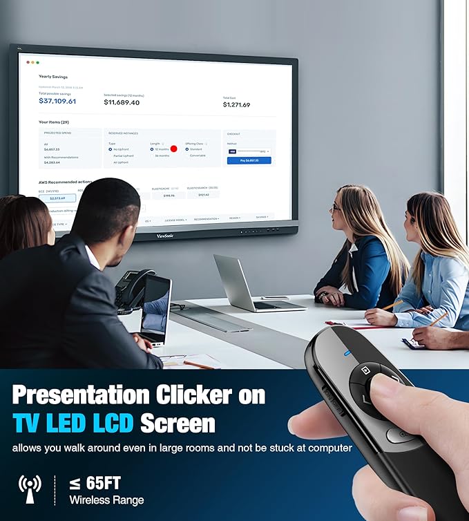 Presentation Clicker for TV LED LCD Screen Digital Presentation Clicker w Magnifier Highlight,2 in 1 Type C Presenter Remote Pointer Wireless with Volume Control for Classroom Teacher Projector Mac
