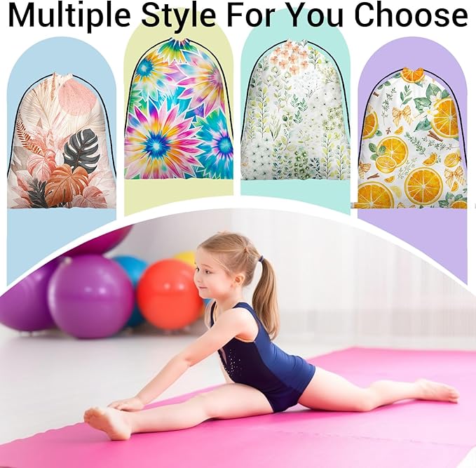 Tie Dye Flower Grip Bags Rainbow Adjustable Drawstring Gymnastics Grip Bag for Gymnasts
