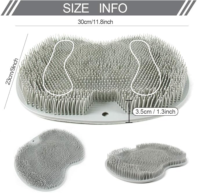 Vlike Shower Foot Scrubber Massager Mat Cleaner Improve Circulation Reduce Feet Pain Exfoliation, Feet Acupressure Mat with Non Slip Suction Cups, with 2pcs Seamless Hooks and 1pcs Foot File