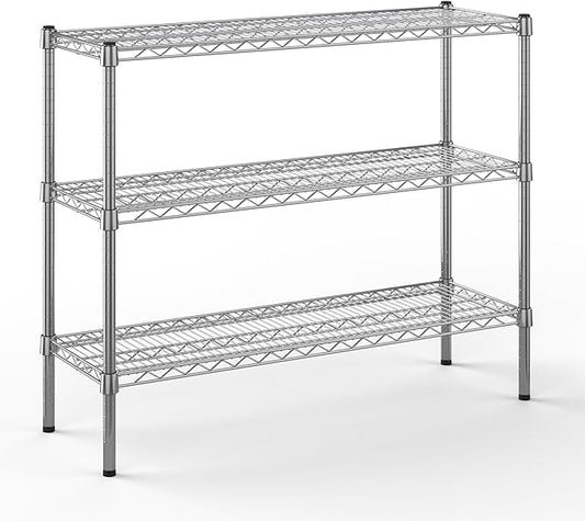 14" Deep x 42" Wide x 34" Height Wire Shelving Kit | 3-Tier | NSF Commercial Storage Rack Unit