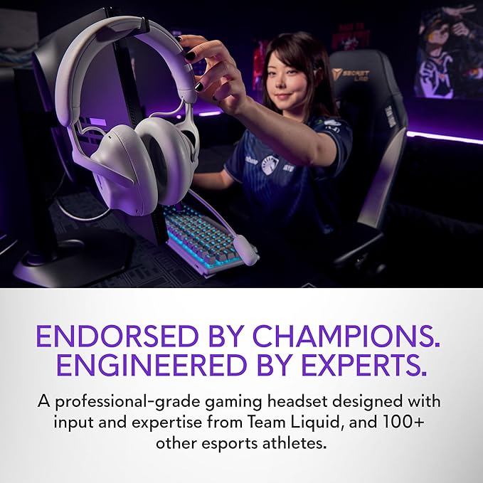 Alienware Pro Wireless Gaming Headset - Wired/Wireless, Bluetooth 5.3, 15 Minute Fast Charging, Audio Output 20 Hz, Battery Talk Time (ANC on) Up to 24 Hrs (Bluetooth), Lunar Light