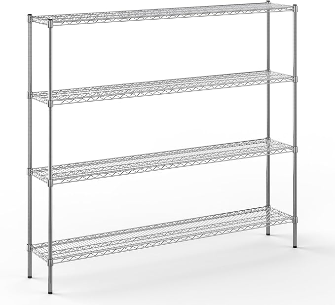 14" Deep x 72" Wide x 64" Height Wire Shelving Kit | 4-Tier | NSF Commercial Storage Rack Unit
