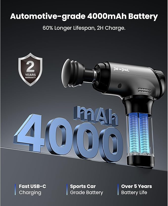 BOB AND BRAD T2 Pro Massage Gun with Heat and Cold, Deep Tissue Percussion Massager Gun, Muscle Massager, Electric Back Massagers for Professional Athletes Home Gym, FSA and HSA Eligible