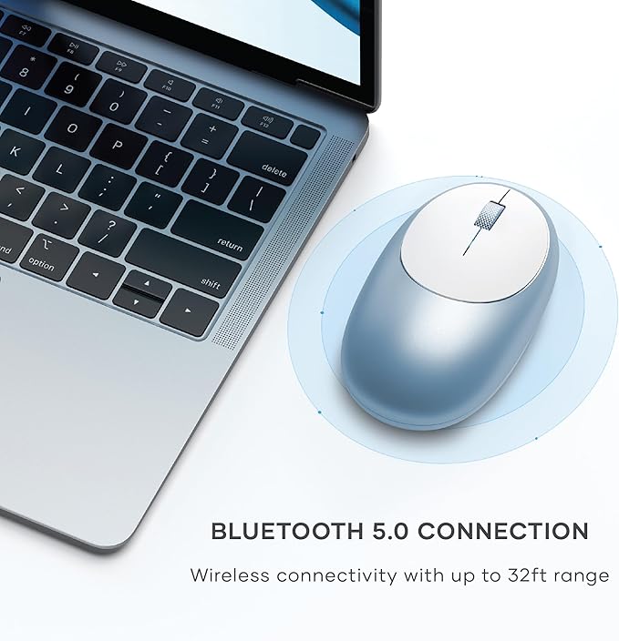 Satechi M1 Wireless Bluetooth Mouse, USB-C Rechargeable, Compact & Portable, for MacBook Air/Pro M4, iPad Air/Pro M4/M3, iPad mini, Mac mini, iMac & Windows - Blue