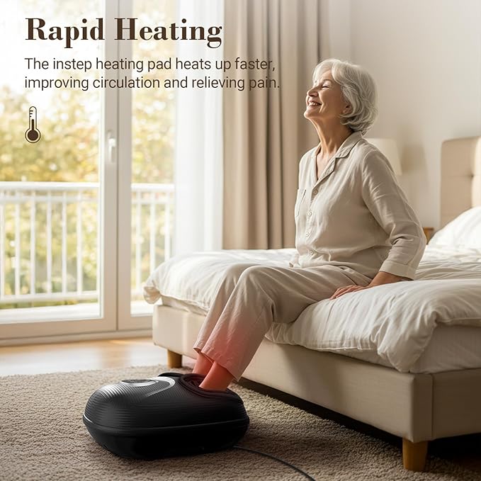 Foot Massager FSA Eligible HSA, Feet Massager with Heat for Plantar Fasciitis Relief, 5 Levels Compression & Vibration Massage for Neuropathy, Thanksgiving Gifts for Women Men, Fits Up to 13"