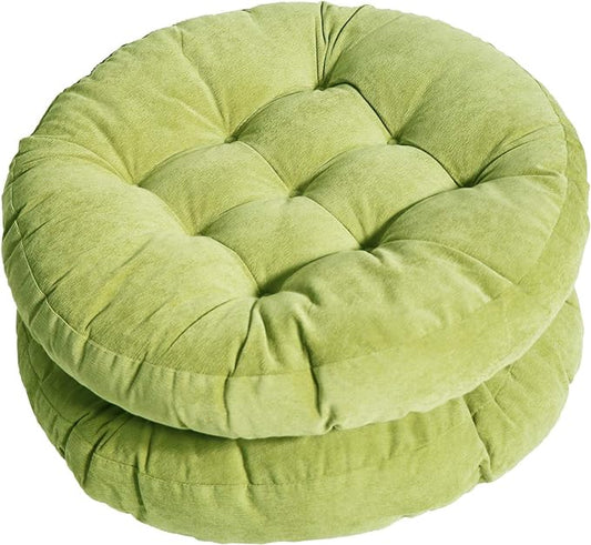 Tiita Round Chair Cushions 22"x22" Indoor/Outdoor Floor Pillows Cushion for Patio Furniture Seat Pads Meditation Pillow for Yoga Living Room Sofa Balcony Set of 2, Green