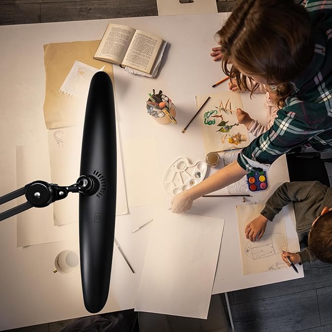 20" LED Desk Lamp with Clamp, 24W CCT Adjustable Dimmable Nail Light for Desk, 120 LEDs Metal Swivel Arm Daylight for for Nail Tech Task Home Office Reading Architect Craft, Black