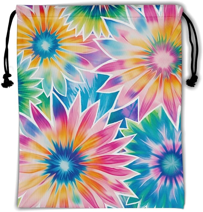 Tie Dye Flower Grip Bags Rainbow Adjustable Drawstring Gymnastics Grip Bag for Gymnasts