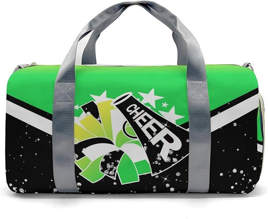 Cheer Cheerleader Personalized Duffel Bag Customized Yoga Sport Bags with Name Travel Duffel Bag Shoulder Bag Tea Green Weekender Bags with Shoe Compartments